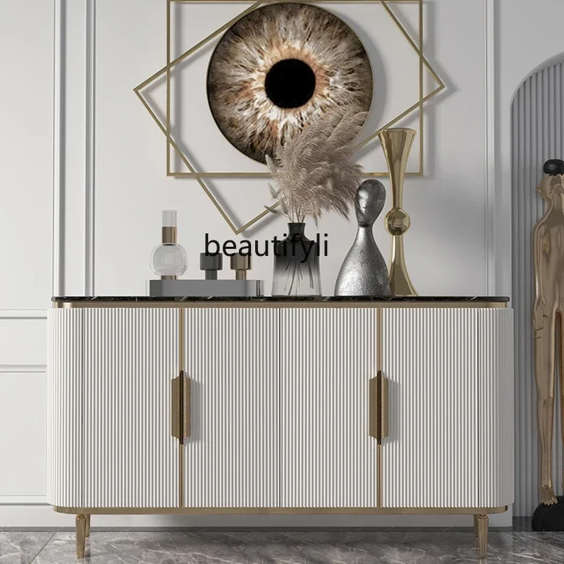 K185 Light Luxury Entrance Cabinet Household Entrance Hall Cabinet Sideboard Cabinet Hotel Living Room Marble Top Modern Minimal