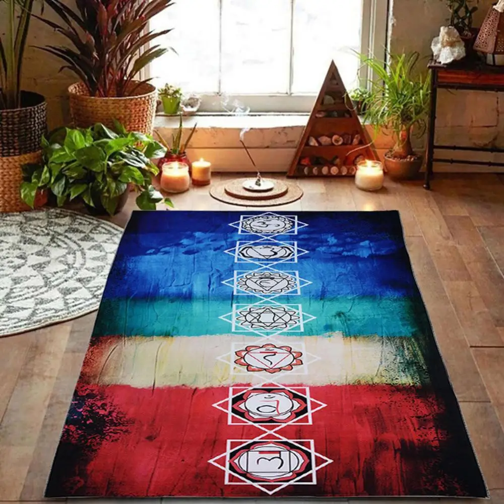 Rainbow 7 Chakra Bohemia Blanket Tapestry Summer Beach Towel Yoga Mat Pad Yoga Mats Wall Hanging Tapestry Yoga Tapestry Blanket