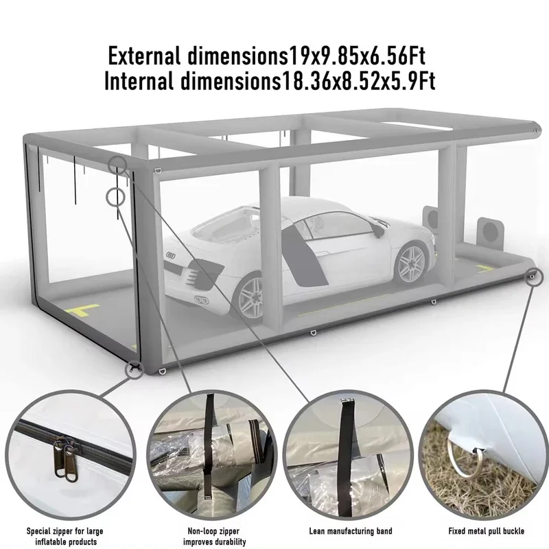 รถ Pvc Airtight Inflatable สเปรย์บูธภาพวาดโรงรถแบบพกพาเต็นท์ไดรฟ์ Carport Cabin พร้อมปั๊มสําหรับบํารุงรักษา