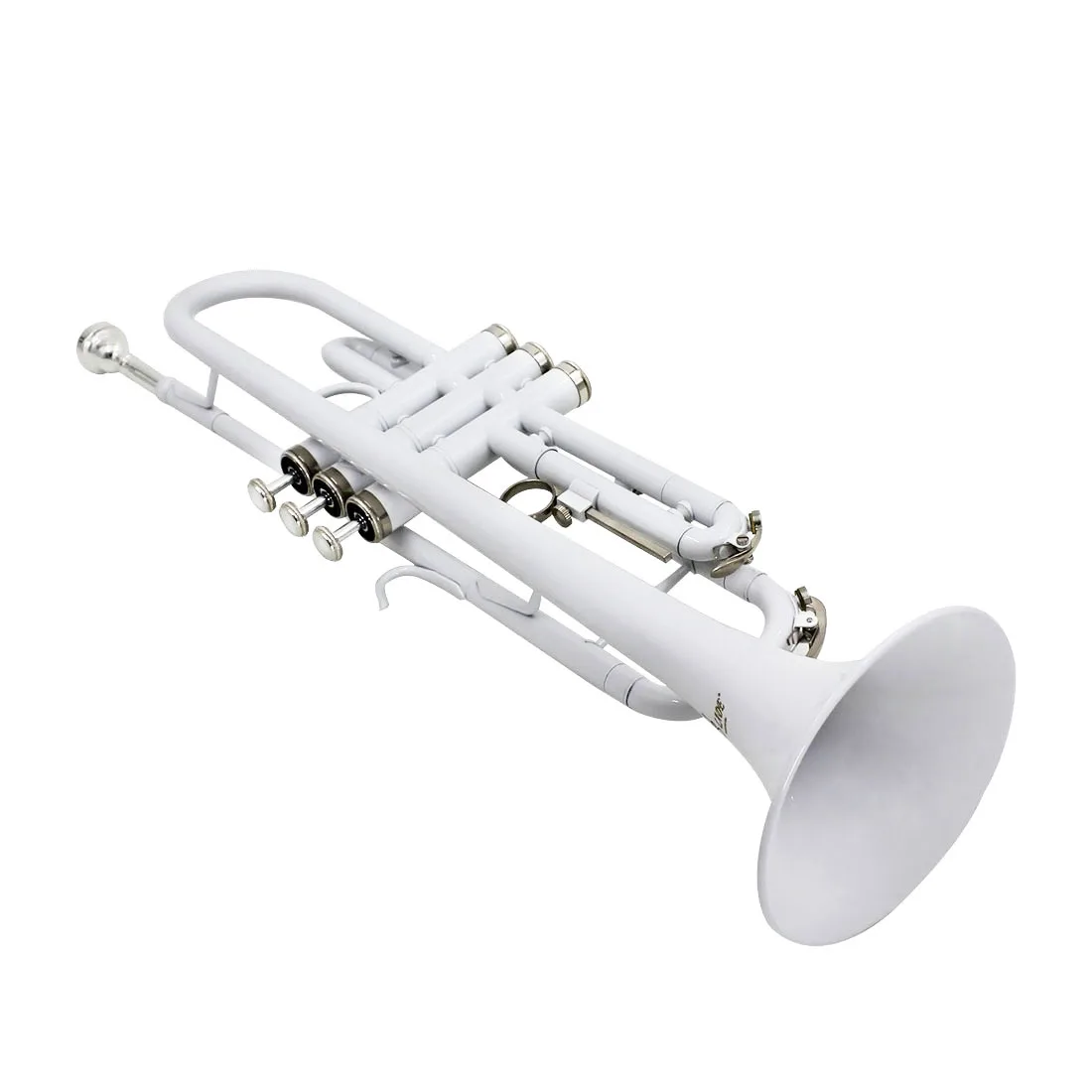 SLADE White Trumpet Professional Musical Trompeta Wind Instrument with Mouthpiece Glove Cleaning Cloth Strap Case Best Trumpette