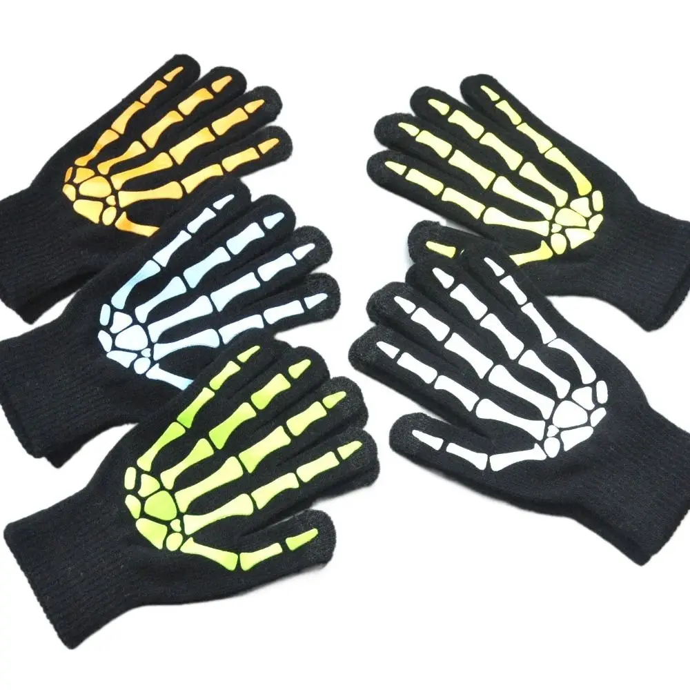 Full Finger Halloween Gloves Thicken Cosplay Prop Luminous Skeleton Claw Gloves Windproof Glowing Gloves image 2