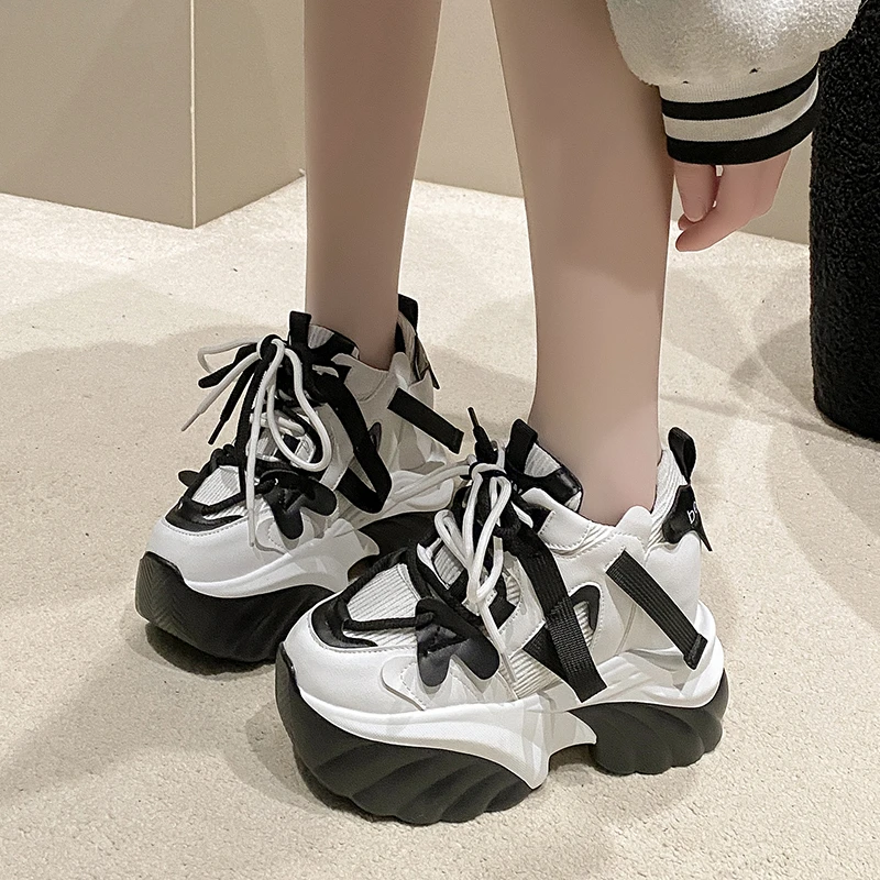 Zapatillas de deporte informales con plataforma de 11CM para Mujer, Zapatos deportivos de tacón alto para primavera y verano, zapatillas deportivas transpirables para papá, zapatillas gruesas para Mujer