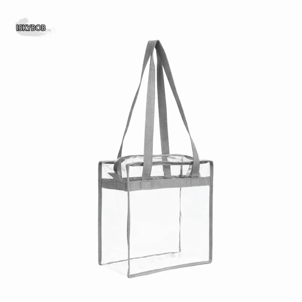 

Portable Clear PVC Tote Bag Large Capacity Adjustable Strap Waterproof Storage Bag Multipurpose Zipper Closure