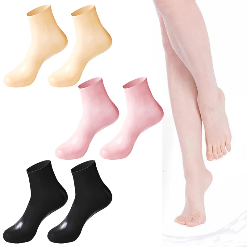 1 Pairs Silicone Moisturizing Elastic Foot Socks Anti Cracking Remove Dead Skin Reusable DIY Spa Foot Masks Cares Pedicure Tools