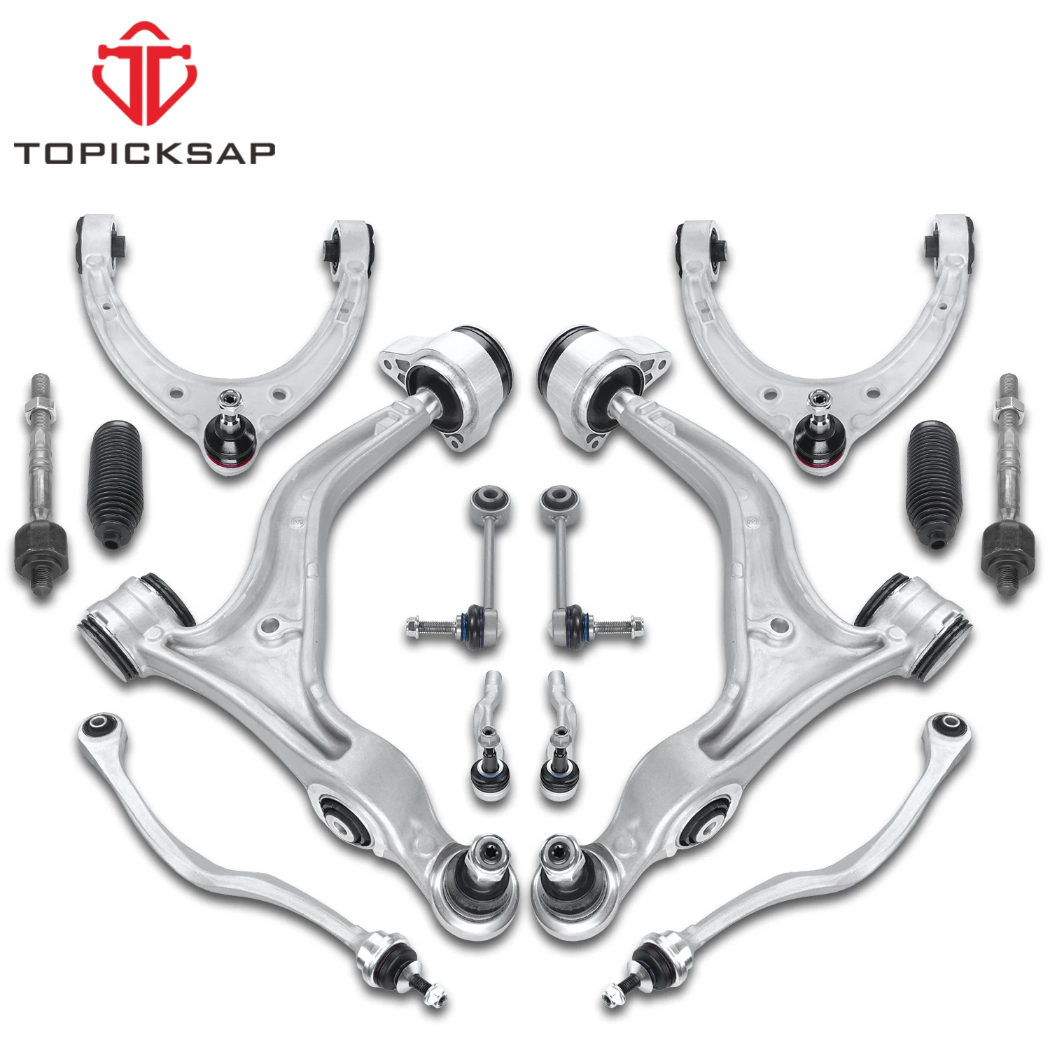TOPICKSAP 14Pcs Front Lower Upper Control Arm Assembly Kit for Porsche Panamera Sport Turismo 971 2017-2021 2022 2023