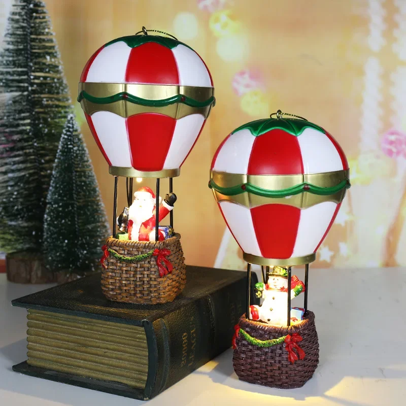 Snowman Santa Claus Hot Air Balloon Christmas LED Light Cabin Decoration Christmas Glowing Ornaments Christmas Decorations