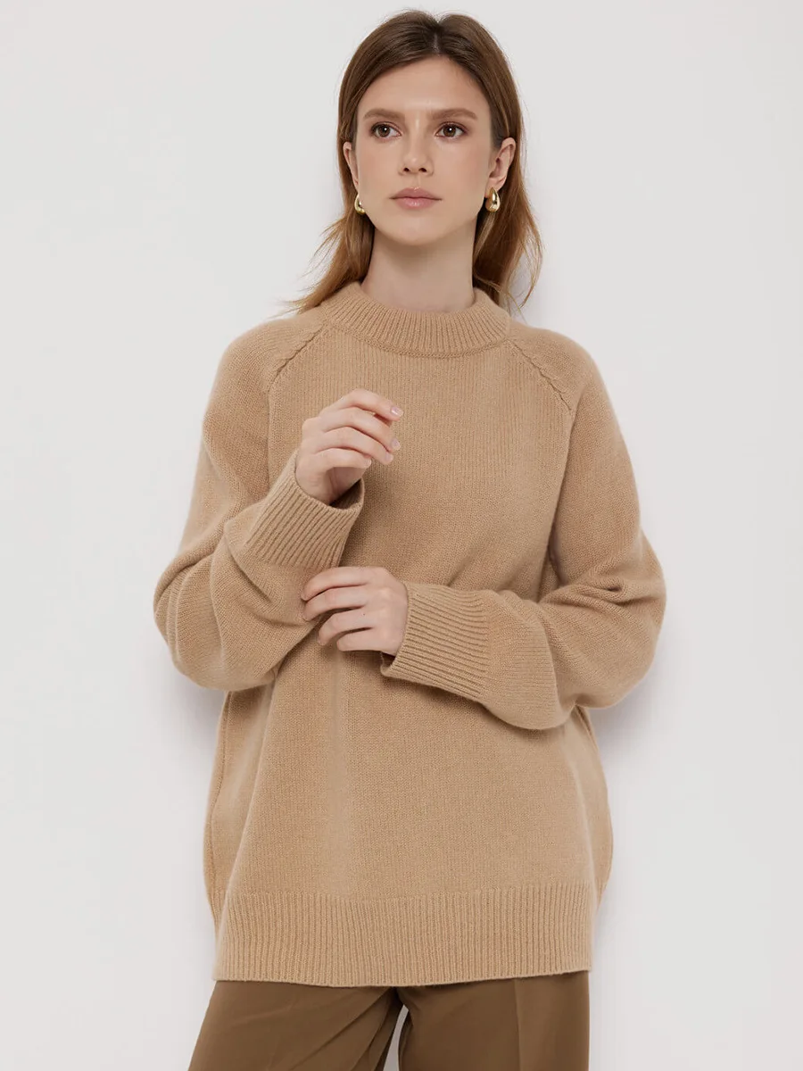 

Women's Oversized Knitted Wool Sweater Simple O-Neck Jumpers Loose Soft Warm Autumn Winter Casual Daily Wear Pullovers