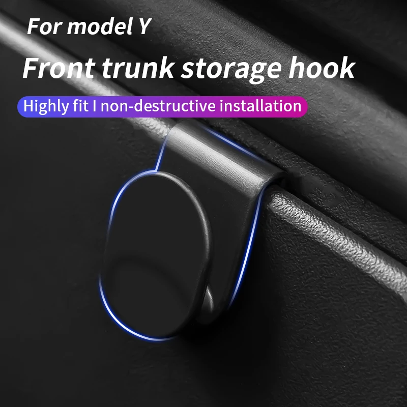 2pcs Front Trunk Hook for Tesla Model Y Storage Clips Hooks for Tidying Stowing Bags Umbrella Car Trunk Organizer ABS 2021-2023