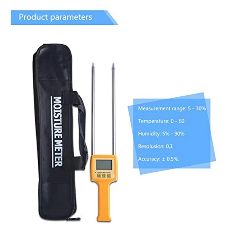 HFES เครื่องวัดความชื้นแบบดิจิตอล,เครื่องวัดความชื้นเมล็ดพืชแบบพกพา,ความชื้นเครื่องทดสอบดิจิตอลเครื่องวิเคราะห์ความชื้นเหมาะสําหรับข้าวโพด,ข้าวสาลี,Ri