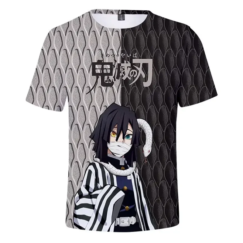 Camiseta con estampado 3d de Demon Slayer para niños, camisetas de animación para niños, ropa para niños, Tops de verano