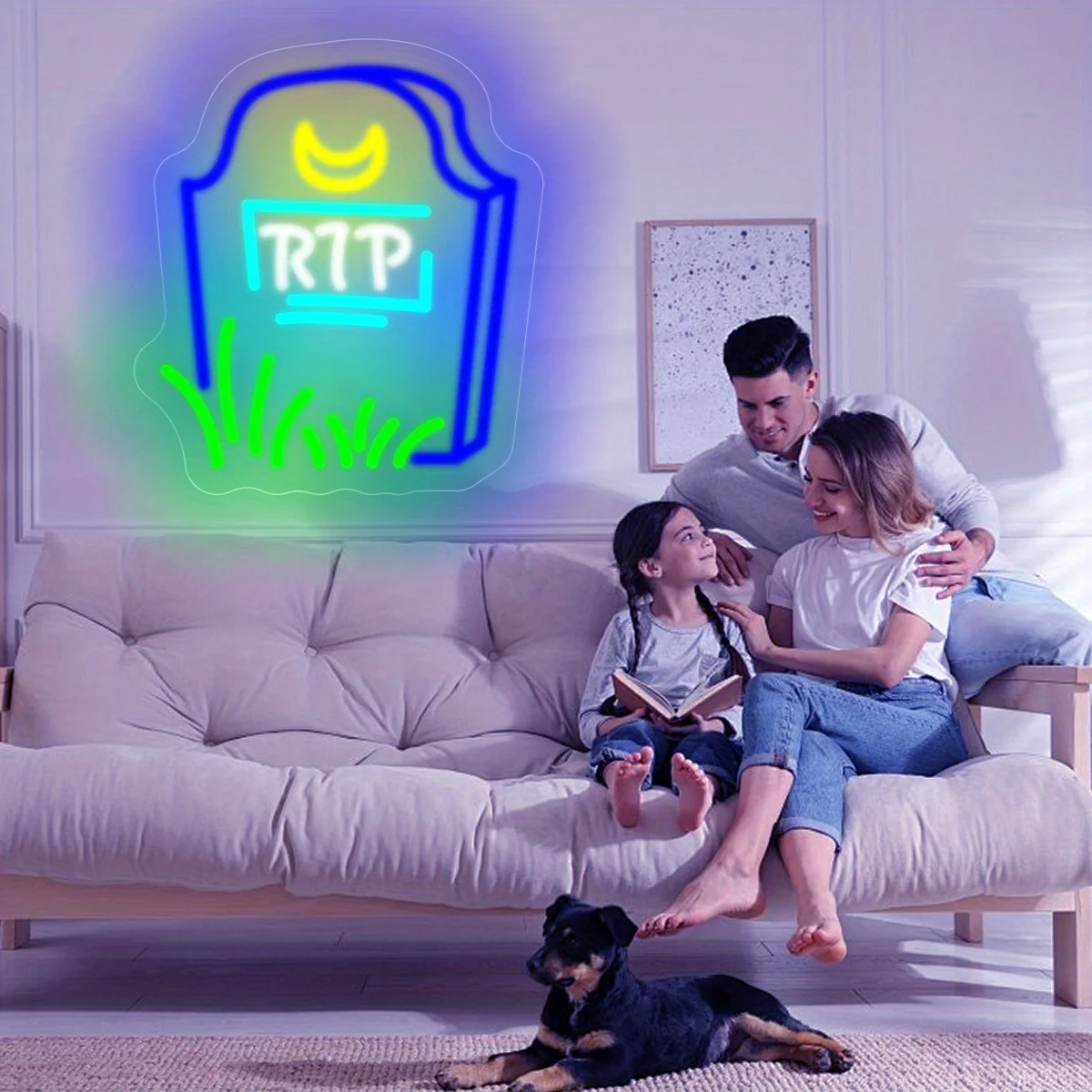 Gravestone Neon Sign LED Dimmable Rip Neon Light Sign Terror Atmosphere for Bedroom Party Shop Restaurant Decor Halloween Gift