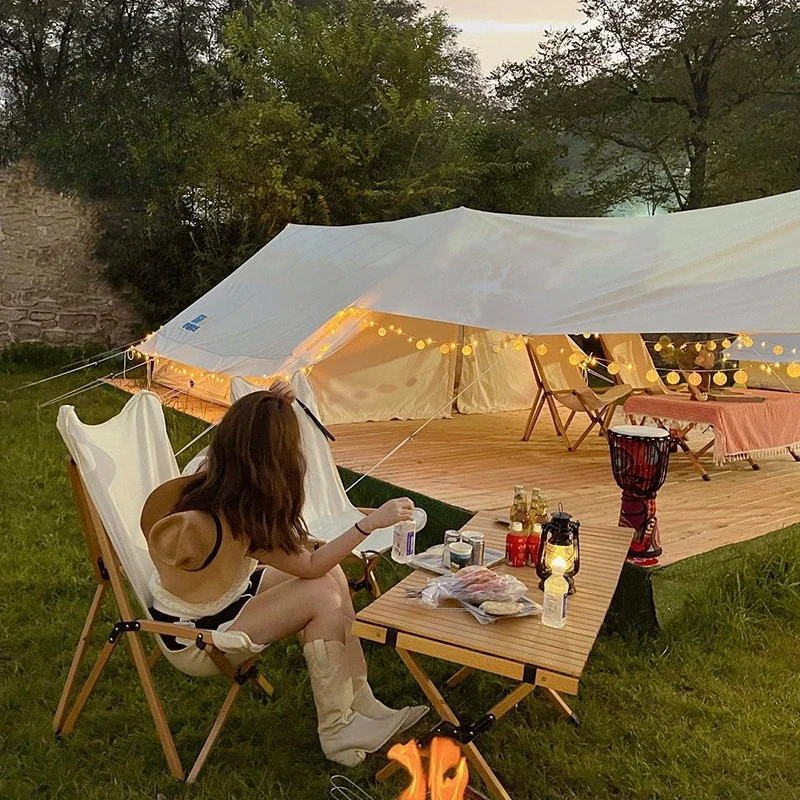 Discubrio Oxford Herringbone Tent Outdoor Camping Rainproof Luxury Yurt Camping Tent