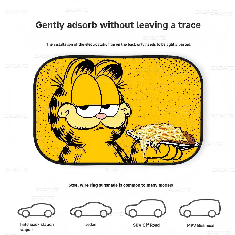 لطيف أنيمي G-Garfields القط نافذة الشمس الظل الزجاج الأمامي ظلة الأشعة فوق البنفسجية حماية السيارات الشمس قناع نافذة السيارة فيلم كهرباء #6
