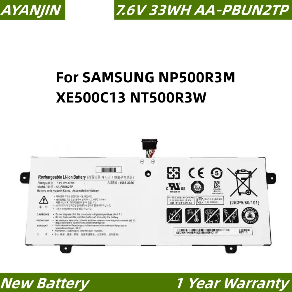 

New AA-PBUN2TP 7.6V 33Wh 4300mAh Laptop Battery For SAMSUNG NP500R3M XE500C13 NT500R3W