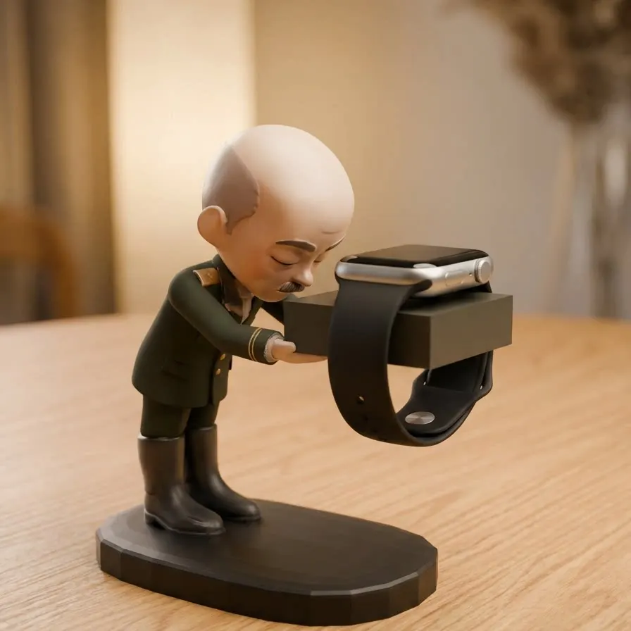 

Creative Funny Japanese Soldier Surrender Design Apple Watch Charger Stand, Novelty Charging Dock Organizer Desktop Decor