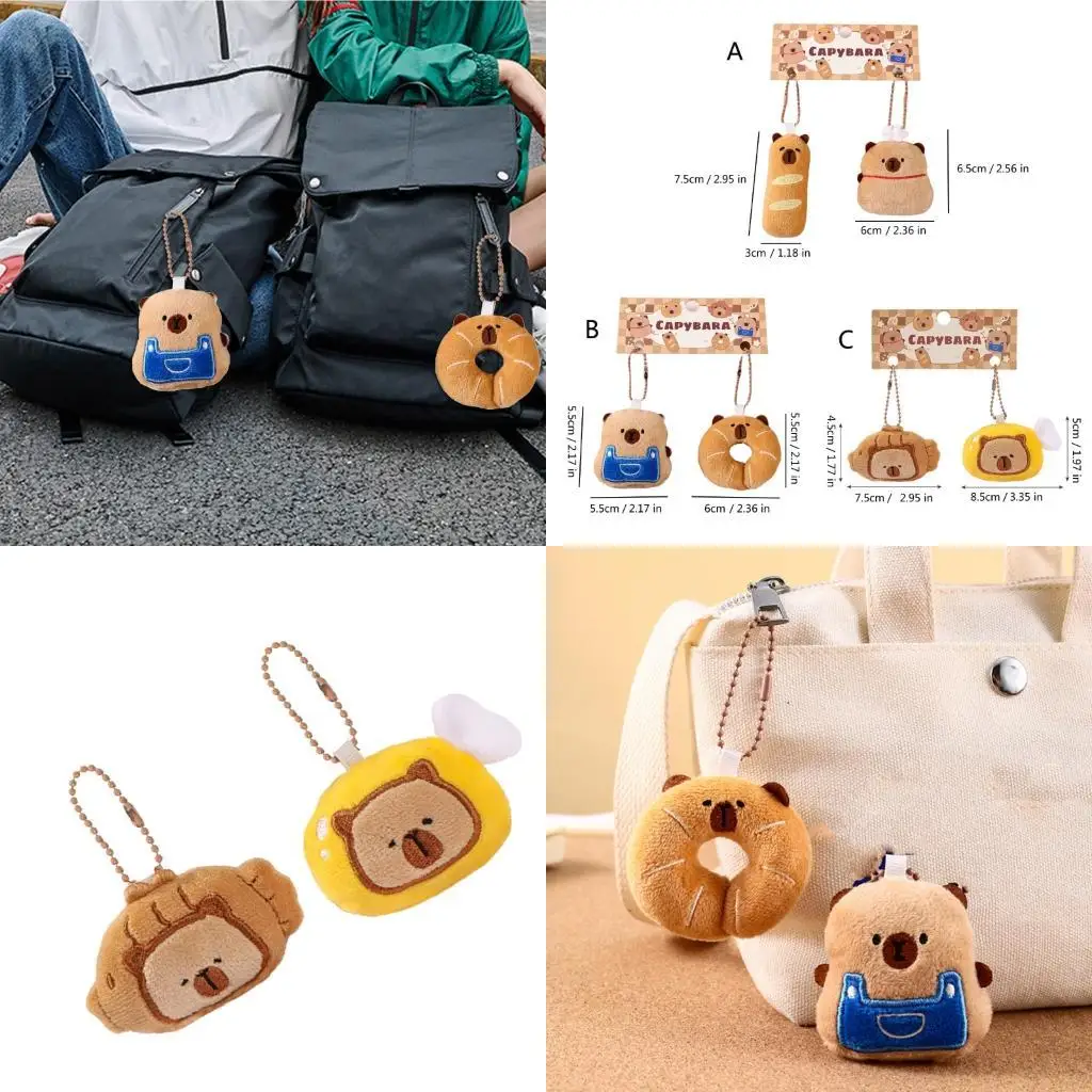 

X90D 2 шт. стильный плюшевый брелок для ключей в форме капибары в форме хлеба мультяшный брелок для ключей сумки подвеска для и
