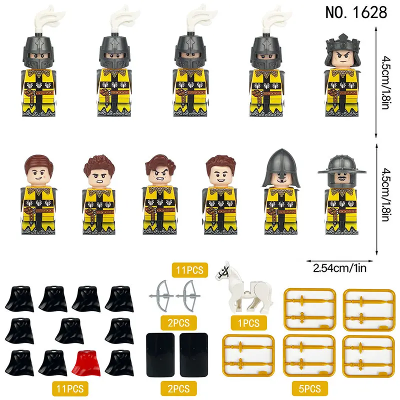 Medieval Warfare Soldado Romano Blocos de Construção Boneca, Cavaleiro do Templo, Acessórios Dourados, Mini Figuras de Ação para Crianças, Modelo Brinquedos