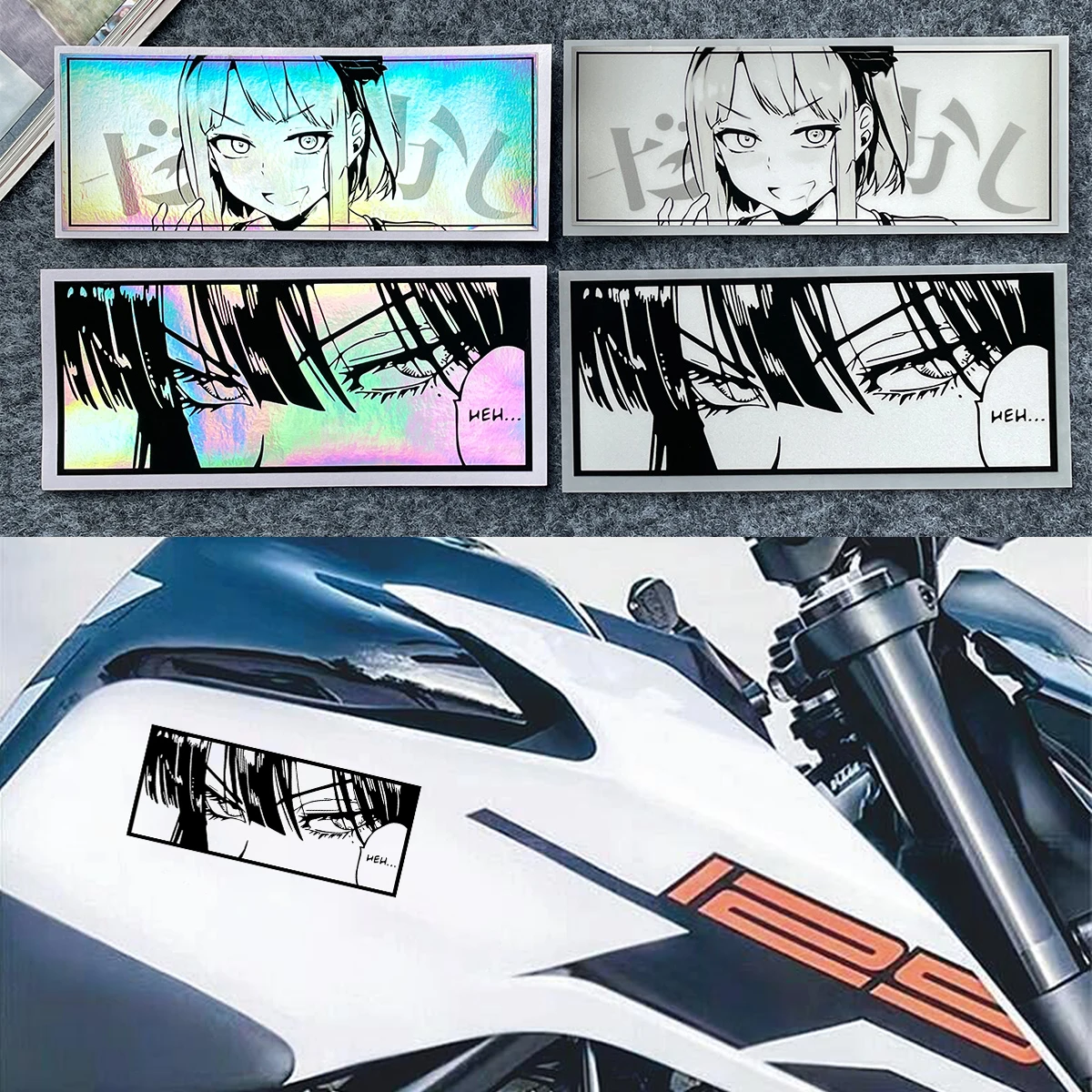 

JDM Anime Girl Eyes Gaze Motorcycle Stickers Waterproof Moto Bike Helmet Side Panels Fuel Tank Fairing Vinyl Decals Accessories
