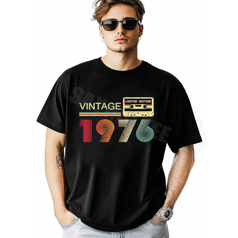 Vintage 1976 T-Shirts für Männer, 50. Geburtstag, originelle Geschenke für Papa, Vatertag, Ehemann, geboren im Jahr 1976, tolles Spruch-T-Shirt, Kurzarm – Detail 7