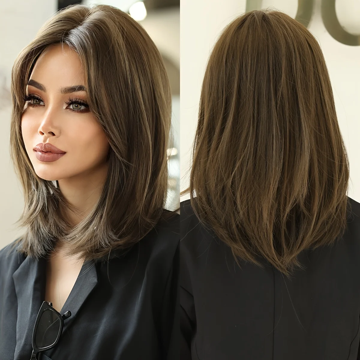 

Shoulder-Length Loose Curly Cocoa Brown Wig Suitable for Women's Daily Gatherings, High-Density Synthetic Wig for Women, for Daily Use