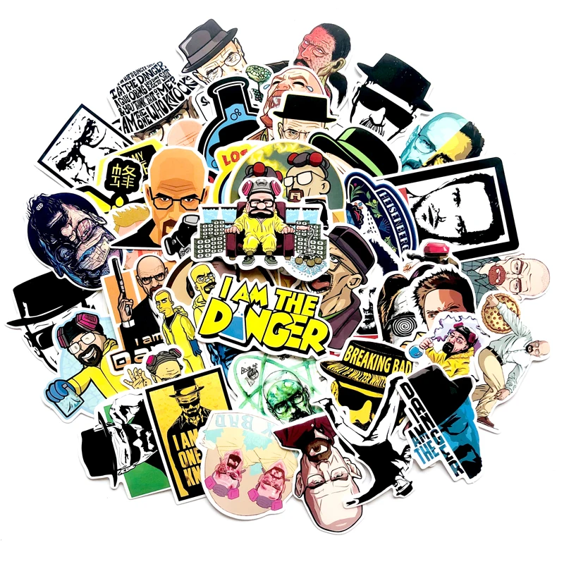 40pcs no repeat 5-9cm Cartoon Breaking bad sticker toy for box Suitcase computer PVC collection pinkman white Heisenberg