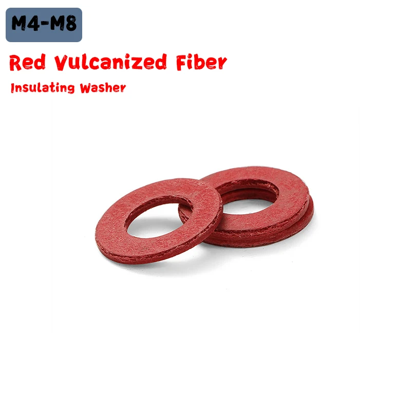 Round Fast Bar Red Fiber Paper Insulation Washers, Vulcanized Flat Shim Gaskets For PCB & Household Appliance M4 M5 M6 M8