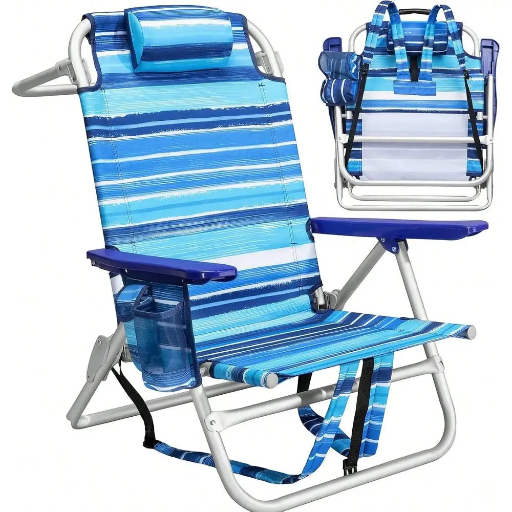 

Backpack Beach Chairs For Adults HeavyDuty Folding Camping Chair With Storage Pouch, Cup Holder Towel Rack, Lightweight Adjusta