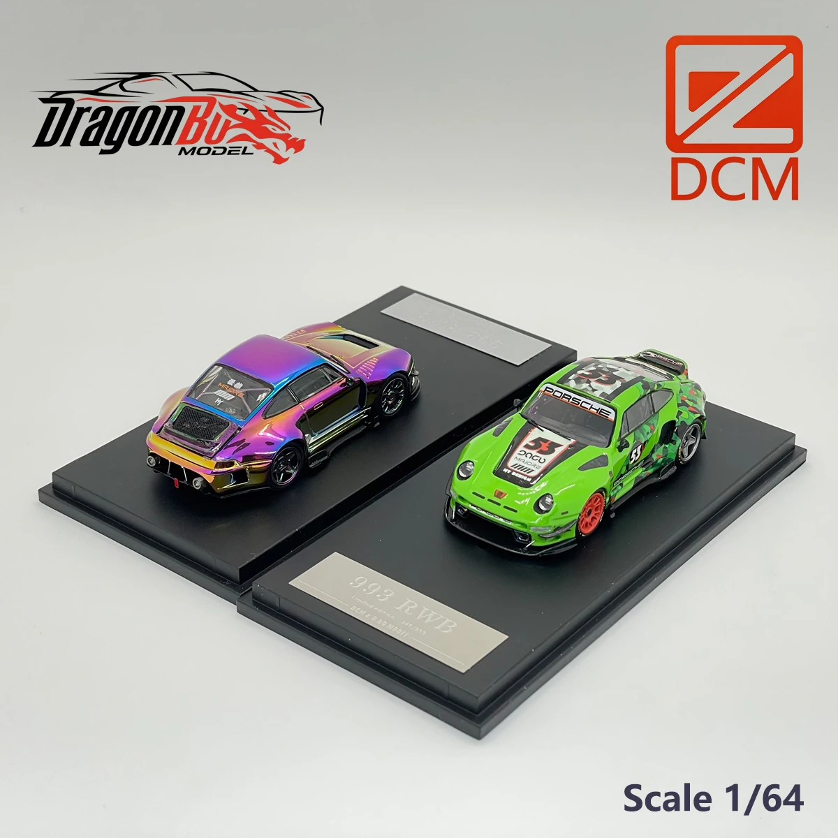 D.Bo Model & DCM 1:64 Alloy Diecast RWB 993 964 Chrome Chameleon Camo Green Collectible Model Car In Stock Ready To Ship