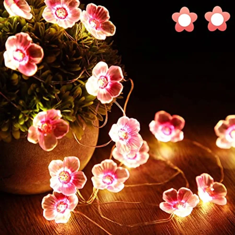 Pack Cherry Blossom Flower String Lights 3 Feet 0 LEDs for Bedroom Pink Fairy Lights USB and Battery Operated Decorative String