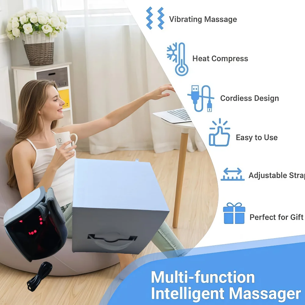 Professional Far Infrared Knee Pad Photonic Massager with Combined Heating Electric and Magnetic Vibration