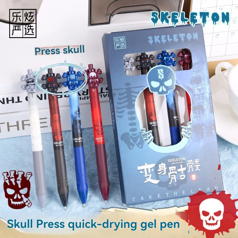4pcs Halloween Pen 0.5mm Retractable Gel Pens Smooth Writing Black Ink Cute Exam Study Pens Office Stationery Back To School