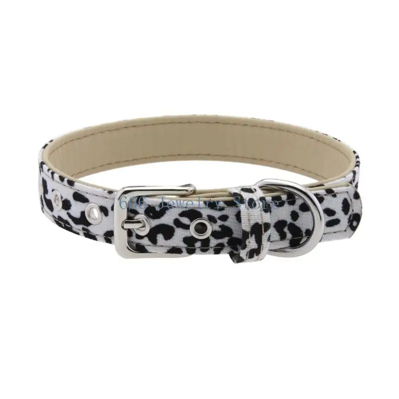 F2TD Leopard Print Adjustable Belt Buckles Collar Necklace Faux Leather Chokers Gift