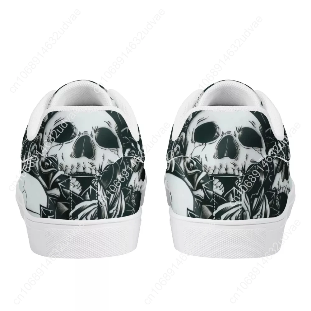 Gothic Skull Pattern Men Casual Flat Shoes PU Leather Sneakers Spring Zapatos Mujer Footwear For Boy Dropshipping