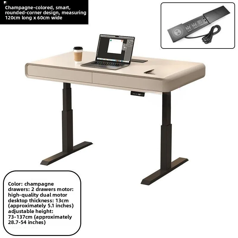 Solid wood electric lifting computer desk, Italian minimalist double motor study paint desk, high-end work desk