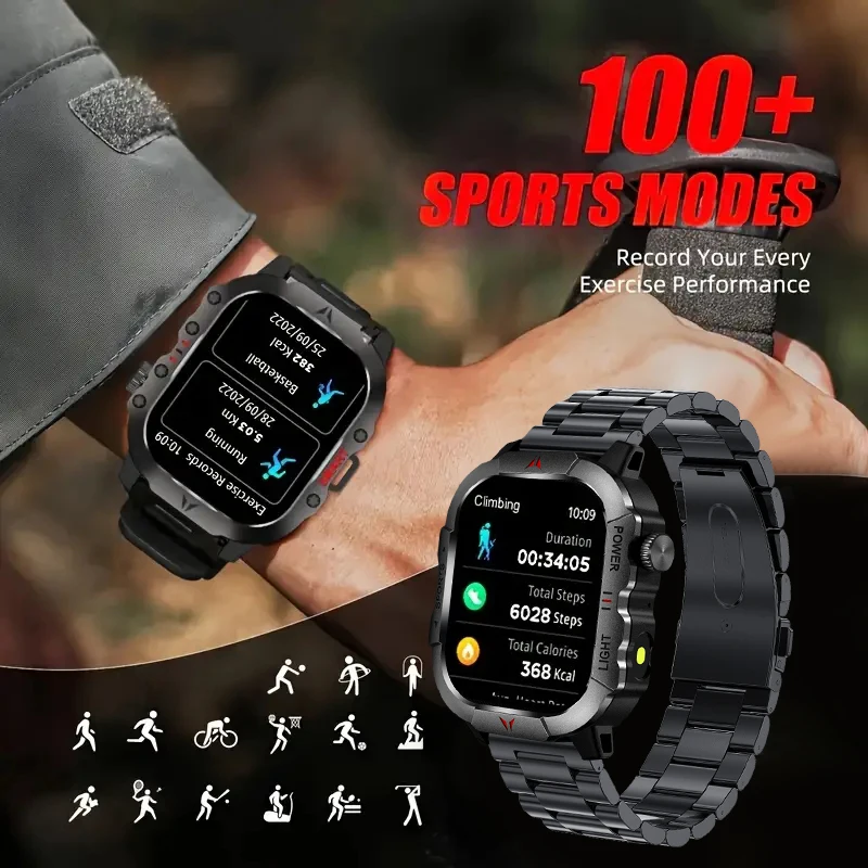 2025 nuevo reloj inteligente para deportes al aire libre con linterna LED pantalla de 2,01 pulgadas batería grande impermeable BT llamada reloj inteligente para Xiaomi