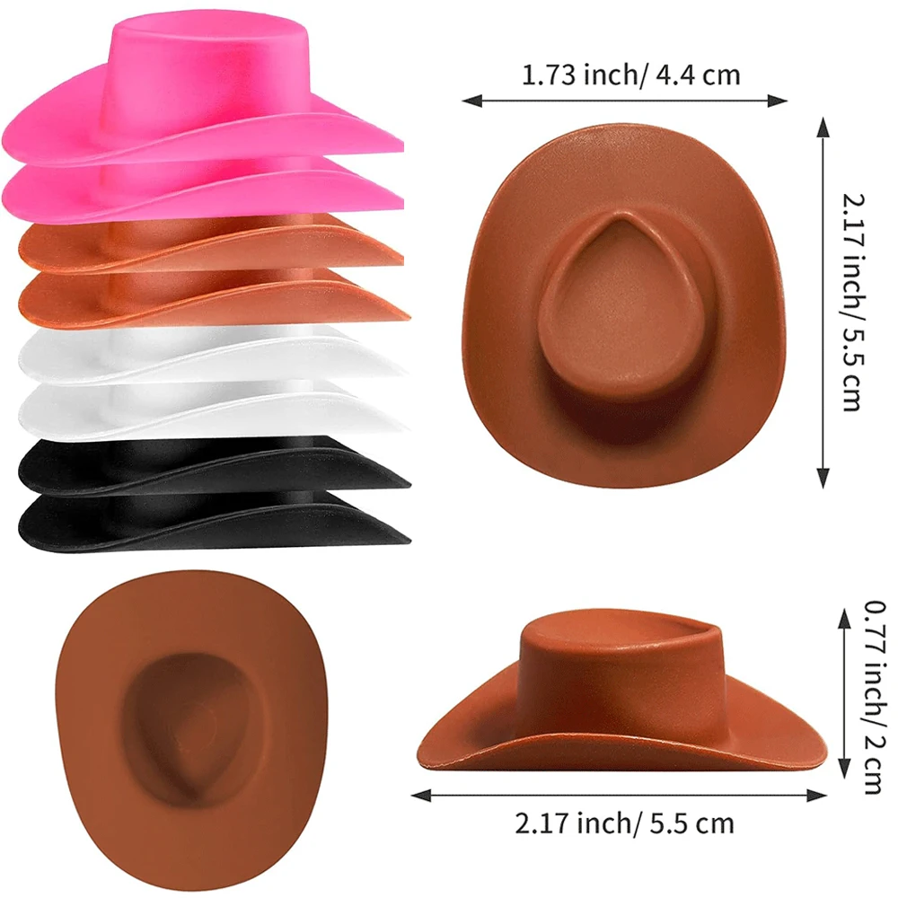 20Pcs Plastic Mini Western Cowboy Hat Cute Cowgirl Miniature Doll Hat Decoration Accessories Birthday Cake Topper Wedding Favors