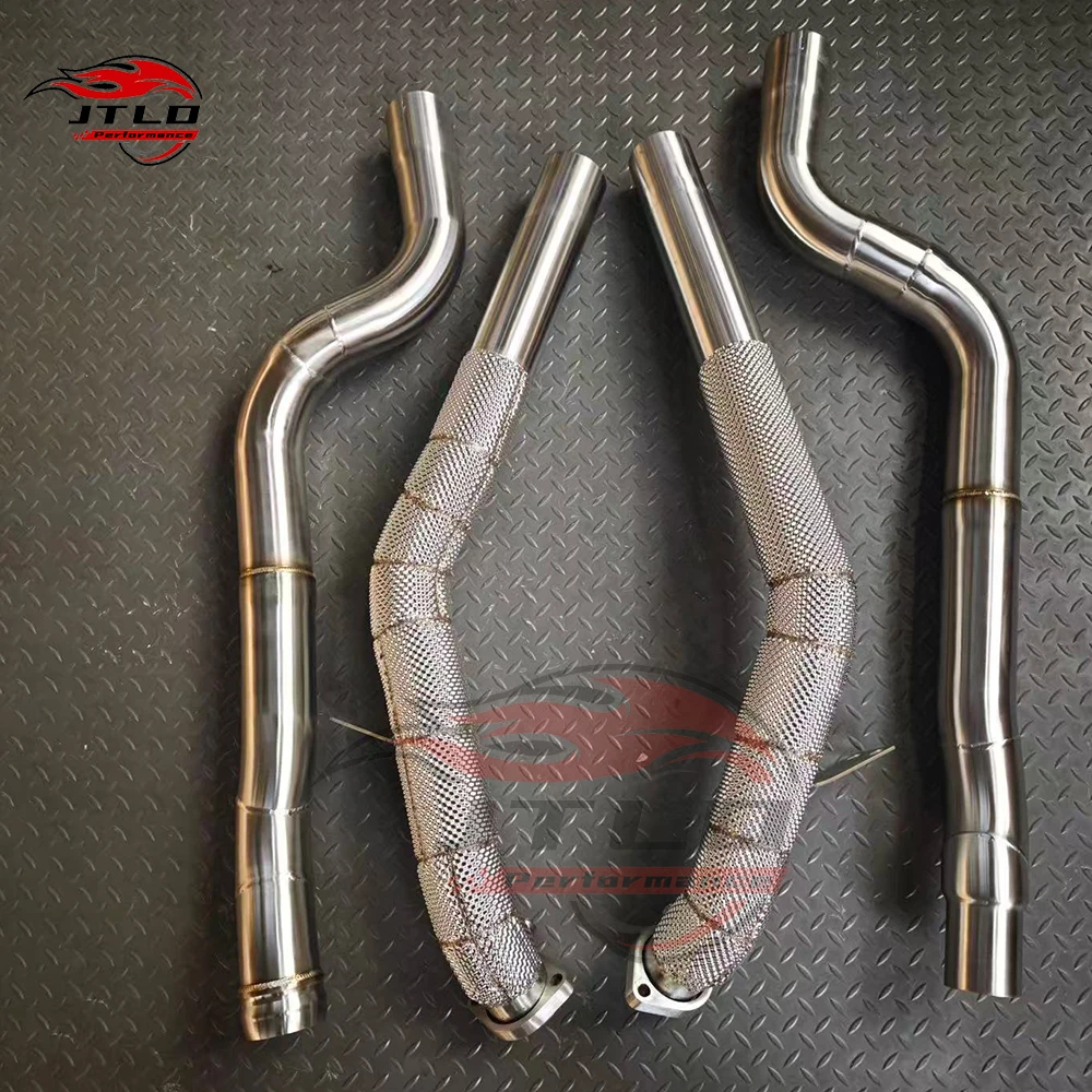 Stainless Steel Turbo Downpipe Front Pipe Exhaust System Component for Mercedes Benz CLS500 CLS550 W218 2011-2018 4.7L V8 Models