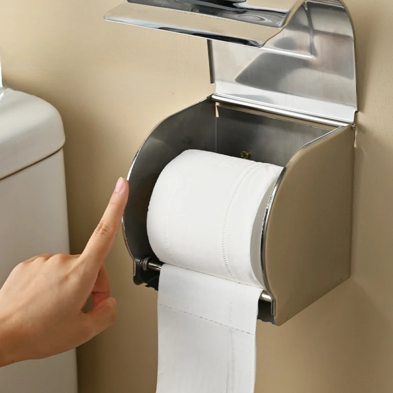 Paper Holder Toilet Waterproof Tissue Box Stainless Steel Tissue Holder Toilet Toilet Accessories Toilet Roll Paper Dispenser