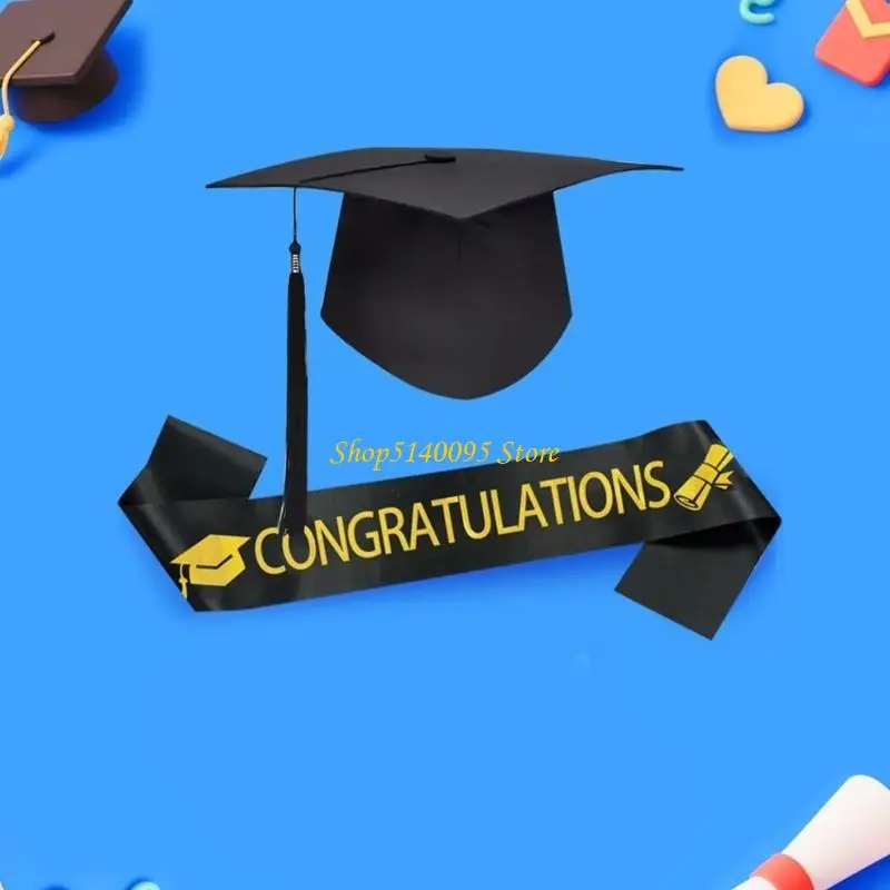 

DXAE Graduation Caps with Graduation Sash Set Class of 2025 Graduation Decorations Congrats Grad Party Supplies for Adults