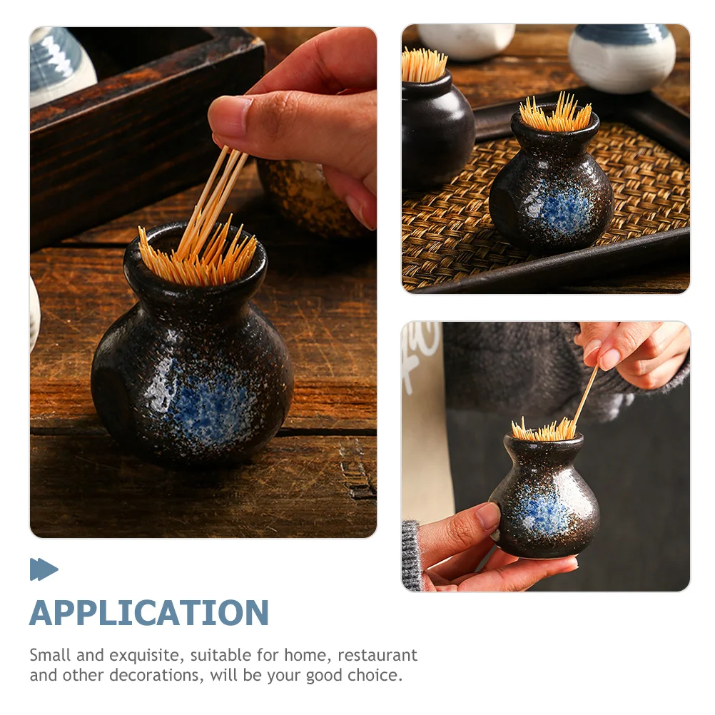 

2Pcs Ceramic Toothpick Holder Exquisite Japanese Style Toothpick Box Large Capacity Home Decorative Storage Case