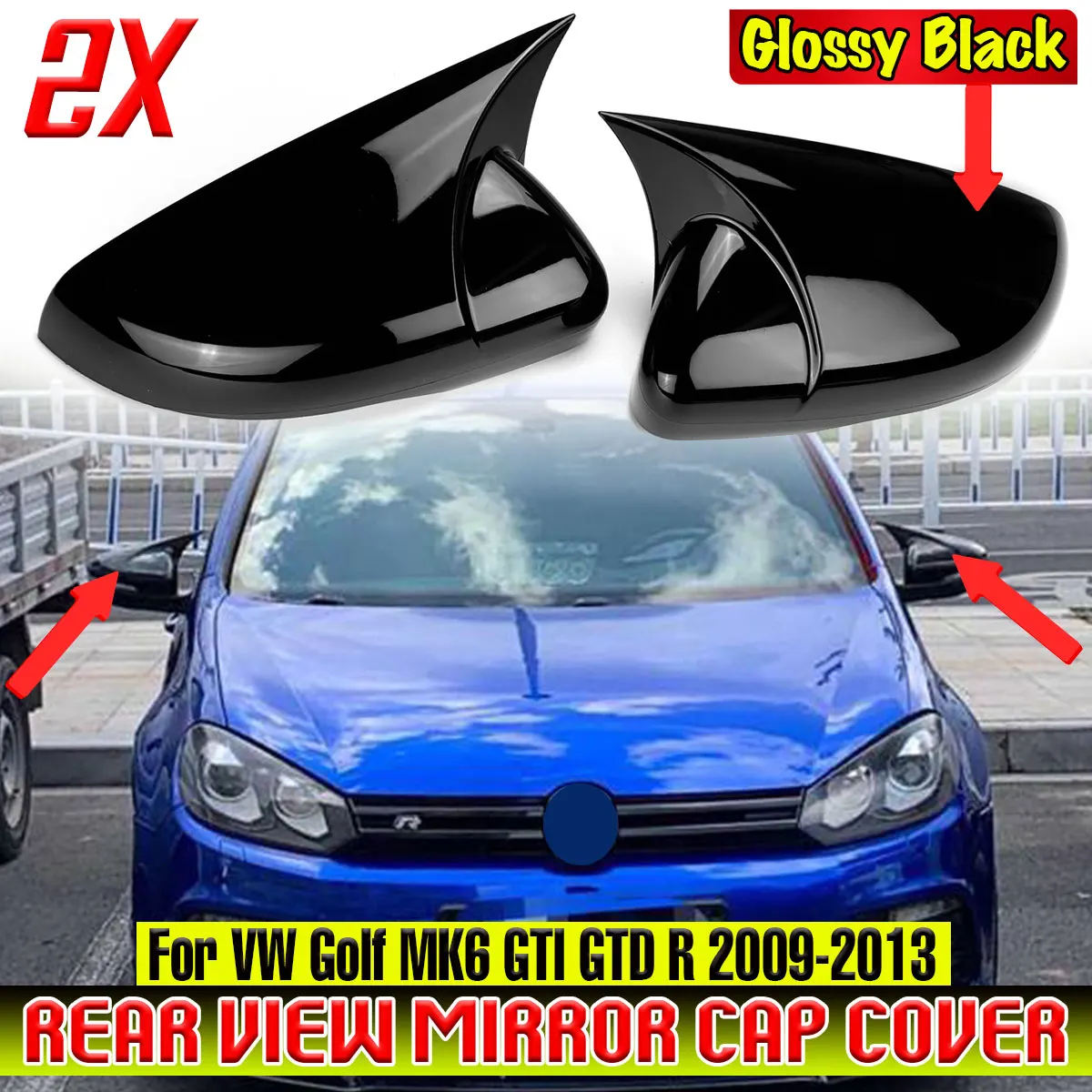 

MK6 MK7 Car Rearview Mirror Cover Cap For VW For Volkswagen Golf MK6 mk7 7.5 GTI GTD R 2009-2019 Side Rear View Mirror Cap Cover