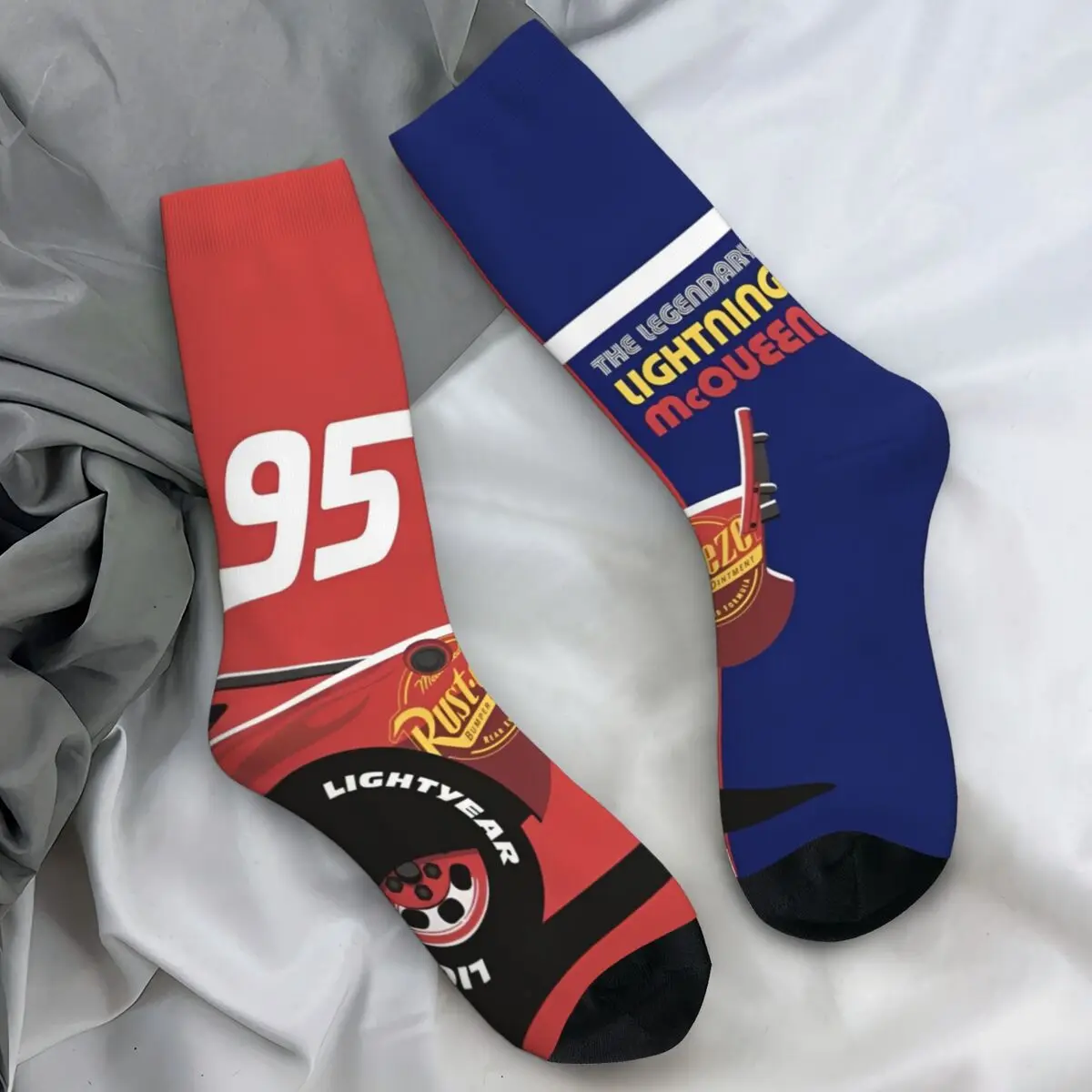 

Lightning Mcqueen Socks Winter Stockings Retro Adults Men Breathable Socks Graphic Cycling Anti Slip Socks