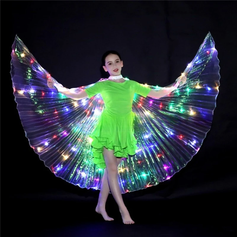 Alas LED, alas iluminadas coloridas, actuación de danza, espectáculo de danza del vientre, alas de plumas brillantes, fiesta de Festival alimentada por USB