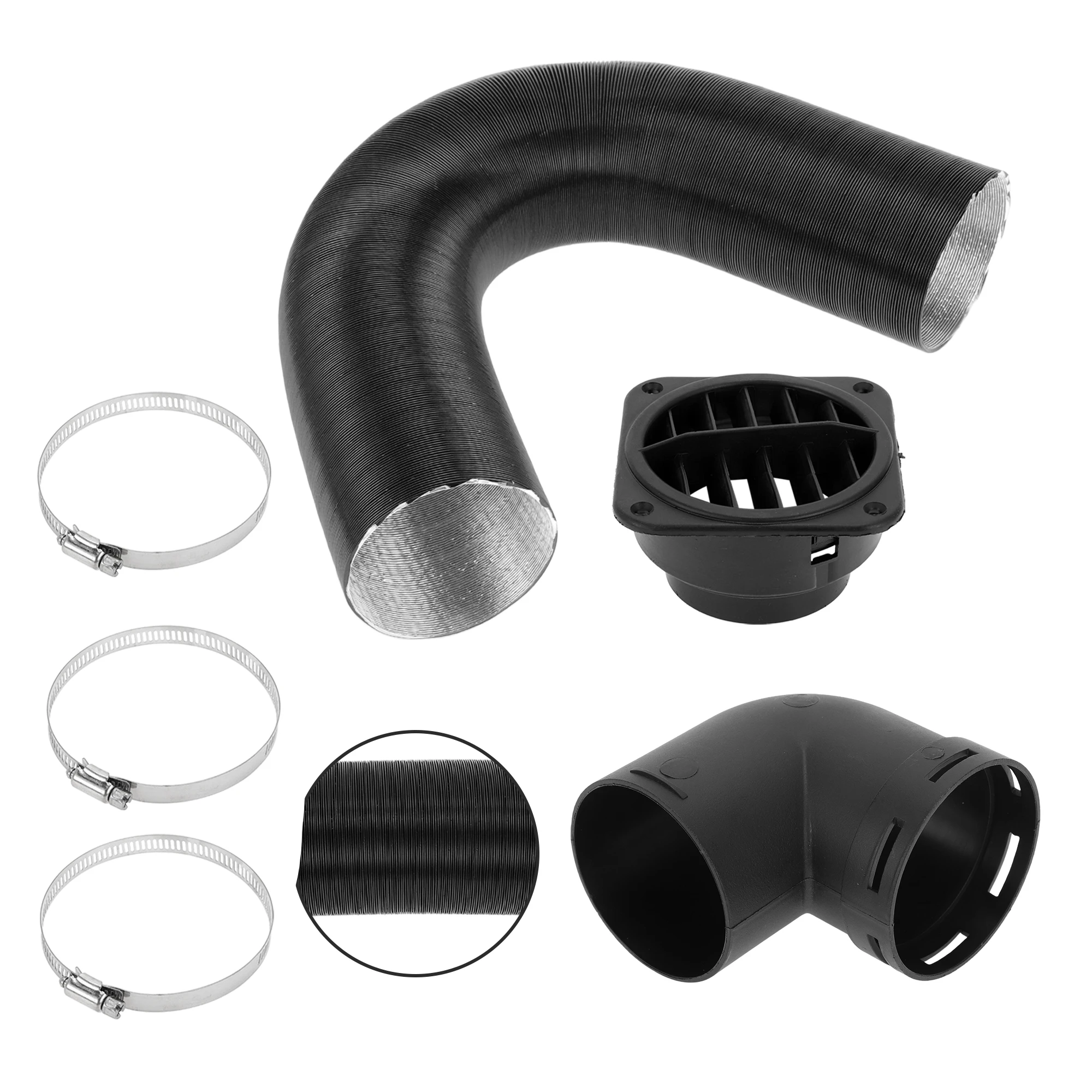 

UXCELL Автомобильный грузовик RV Bus Van Boat Комплект канала обогревателя автомобиля Комплект шлангов для обогревателя канала с изогнутым соединителем трубы 75 мм ID 100 см Макс. l