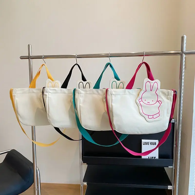 

New Kawaii Miffy Cute Japanese Cartoon Commuting Large Capacity Shoulder Bag Canvas Material Versatile Crossbody Bag Girl Gift