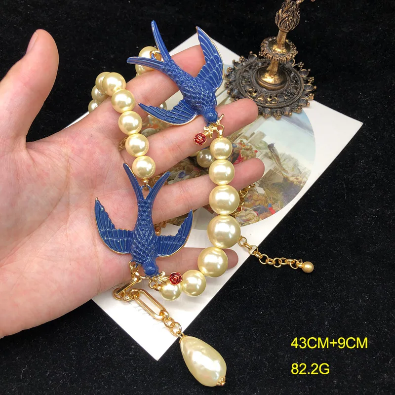 bijoux-vintage-elegants-en-email-collier-et-boucles-d'oreilles-en-perles-de-verre-pour-femmes