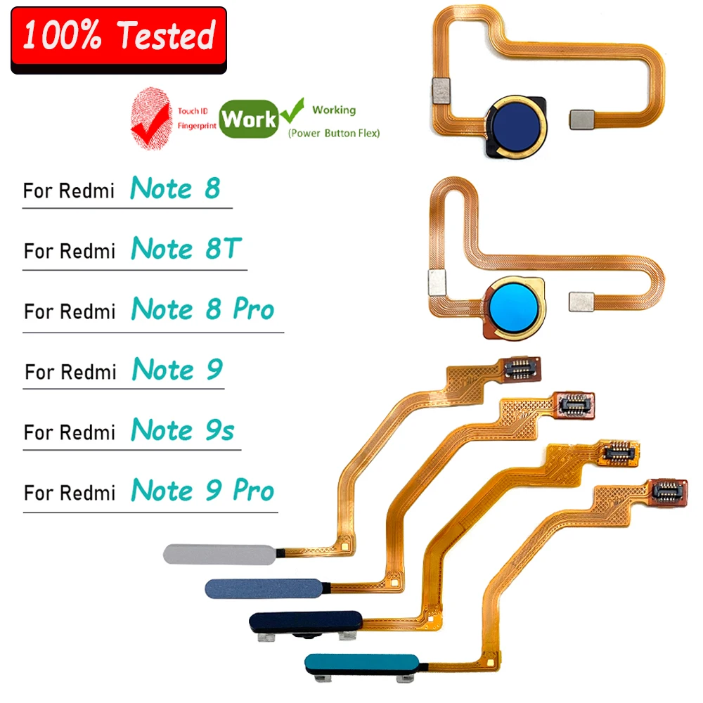 NEW Tested For Redmi Note 8 Pro 8T 9T 9 9S 8 Power Home Button Menu Return Key Fingerprint Touch ID Recognition Sensor Flex