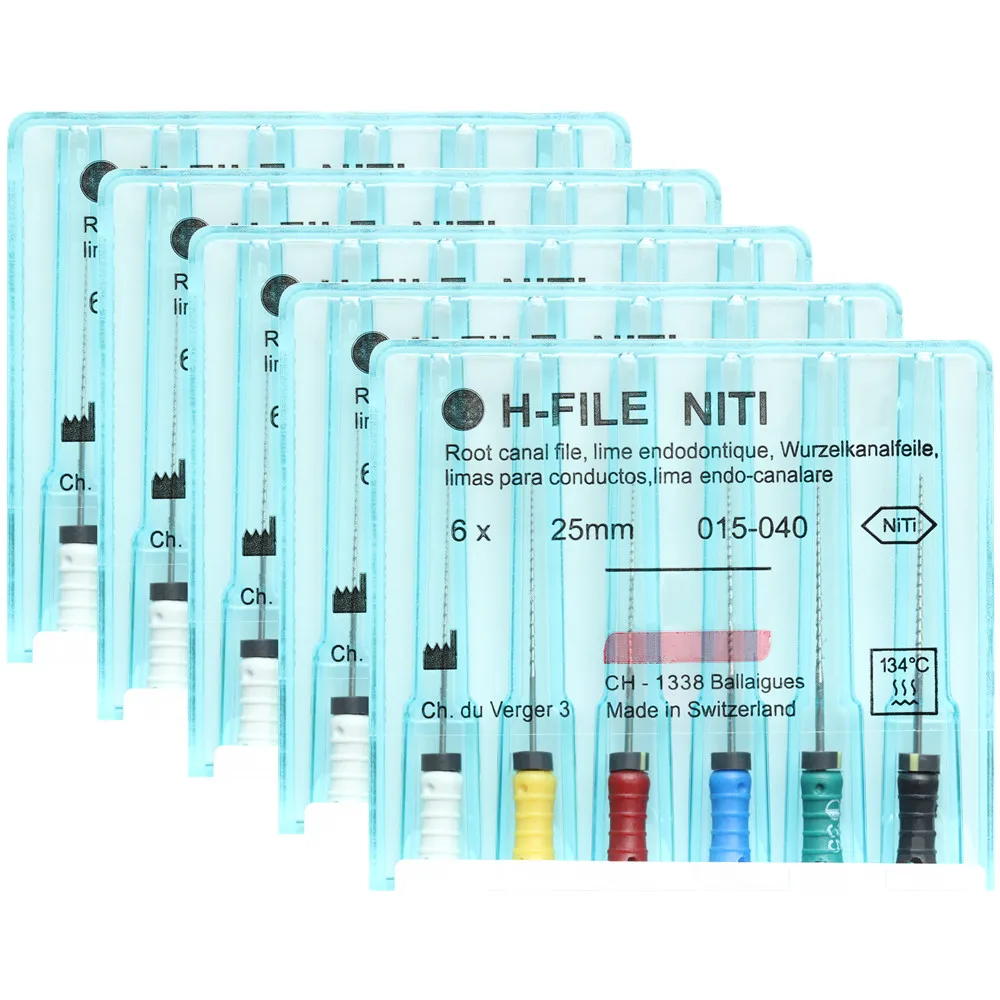 

5 Packs 21/25mm 015-040 Dental H-FILE NiTi Flexible Endo Root Canal Hedstroem Files Hand Use Limas Endodontic Dentistry Products