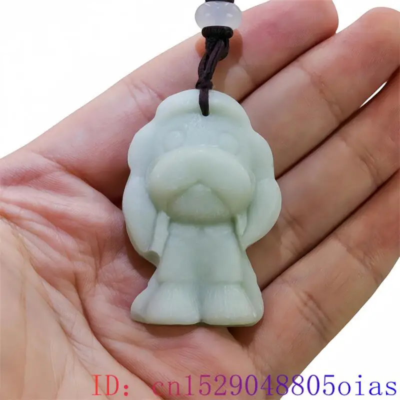 Natürliche echte Jade Hund Anhänger Halskette Luxus Edelsteine Amulett Talismane geschnitzte Schmuck Accessoires Vintage Designer Chinesisch