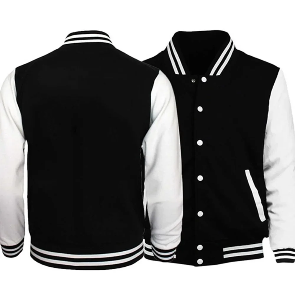 

New Fashion Classic Design Varsity Jacket Autumn Men's Casual Color Block Button Up Jacket For Spring Fall School Baseball S-XXL